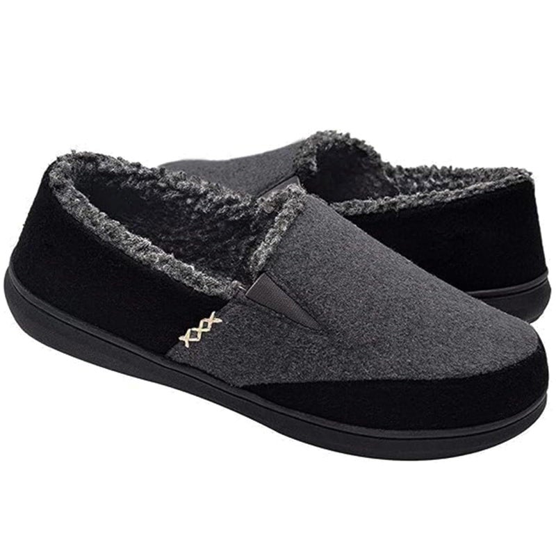 Zigzagger Men's Comfy Wool Slippers Indoor Outdoor House Shoes, Warm Soft Fur Fuzzy Fleece Lined Memory Foam Sole with Suede Upper,Grey,12 US - Image 1